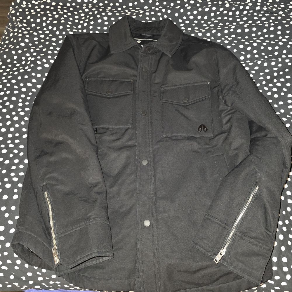 Moose Knuckles Black Shirt Jacket with Zippered Cuffs